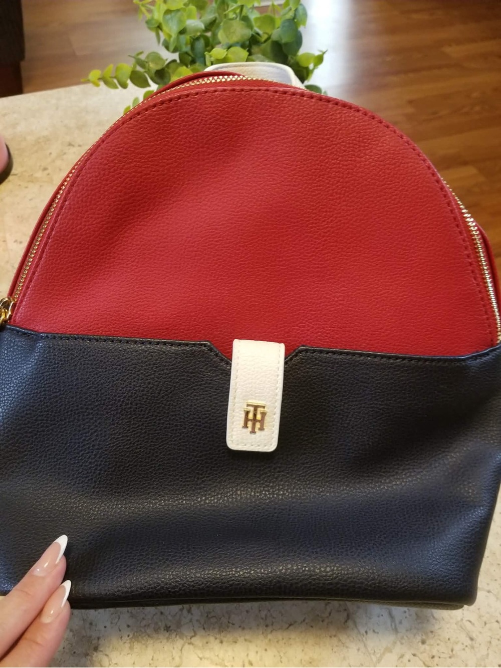 Tommy Hilfiger Red, Navy Blue & White Logo Accent Women's Backpack